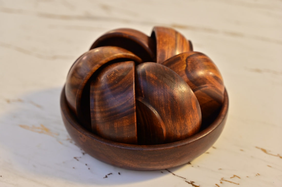 Wooden Decorative Bowl Set – Handcrafted Round Bowls for Home Decor