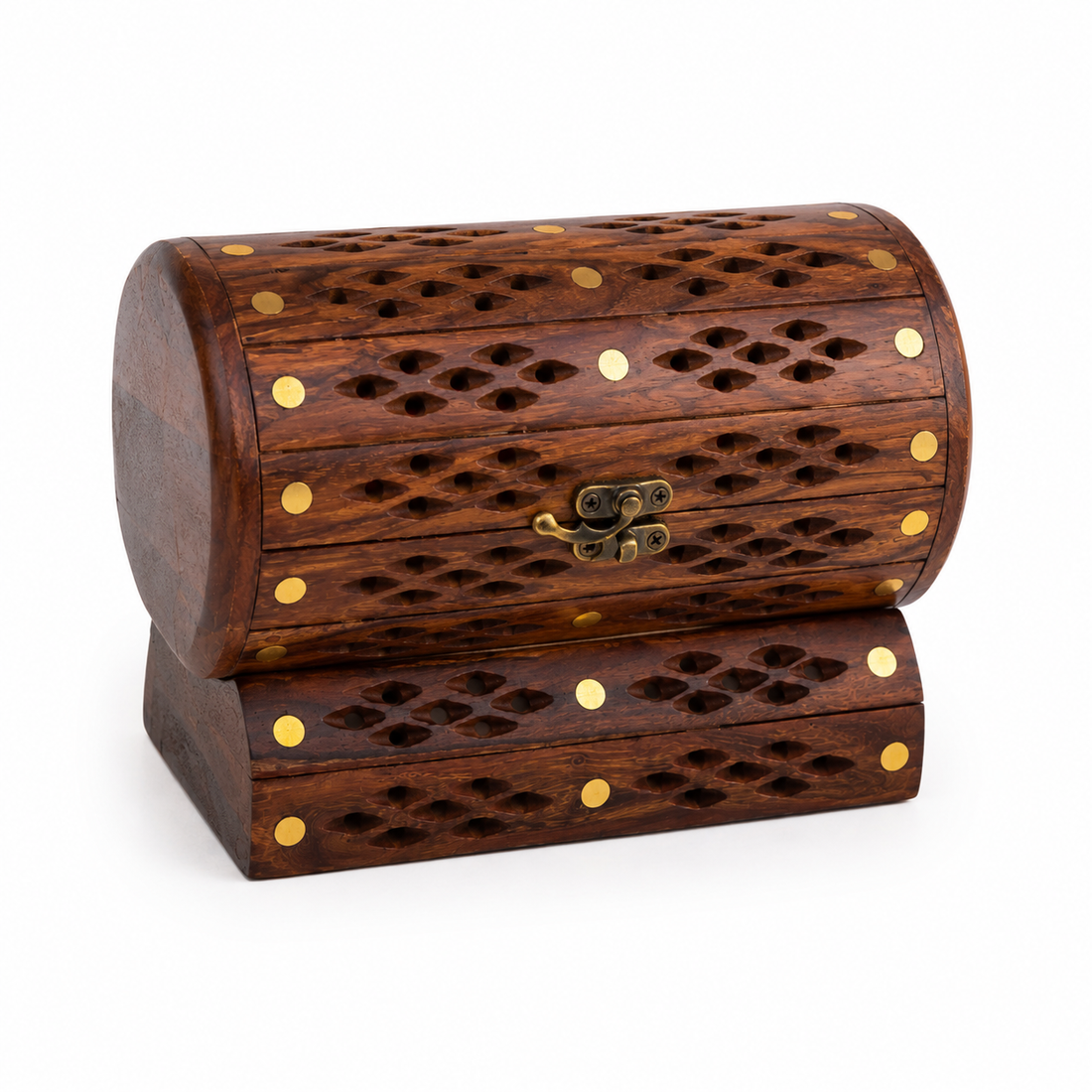 Handcrafted Wooden Jewelry & Keepsake Box with Red Velvet Interior