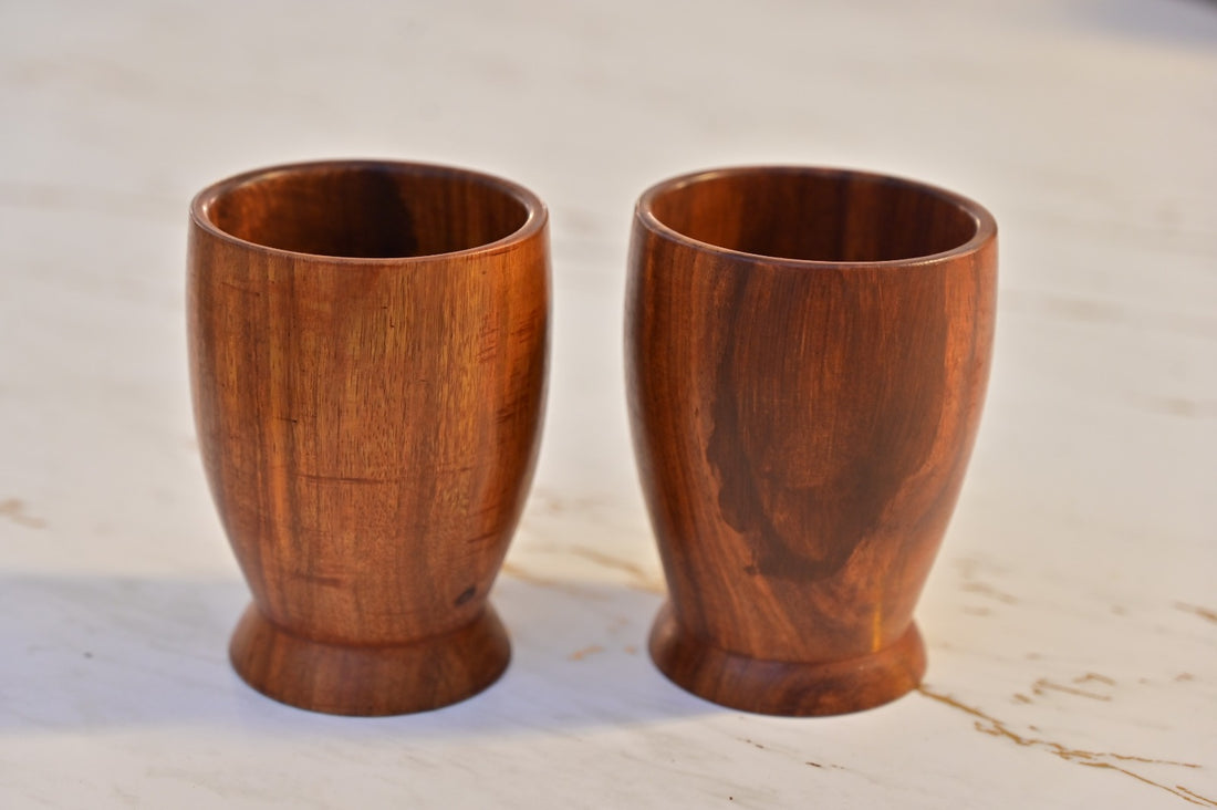 2-Piece Wooden Drinking Glass Set | Traditional Handcrafted Tumblers