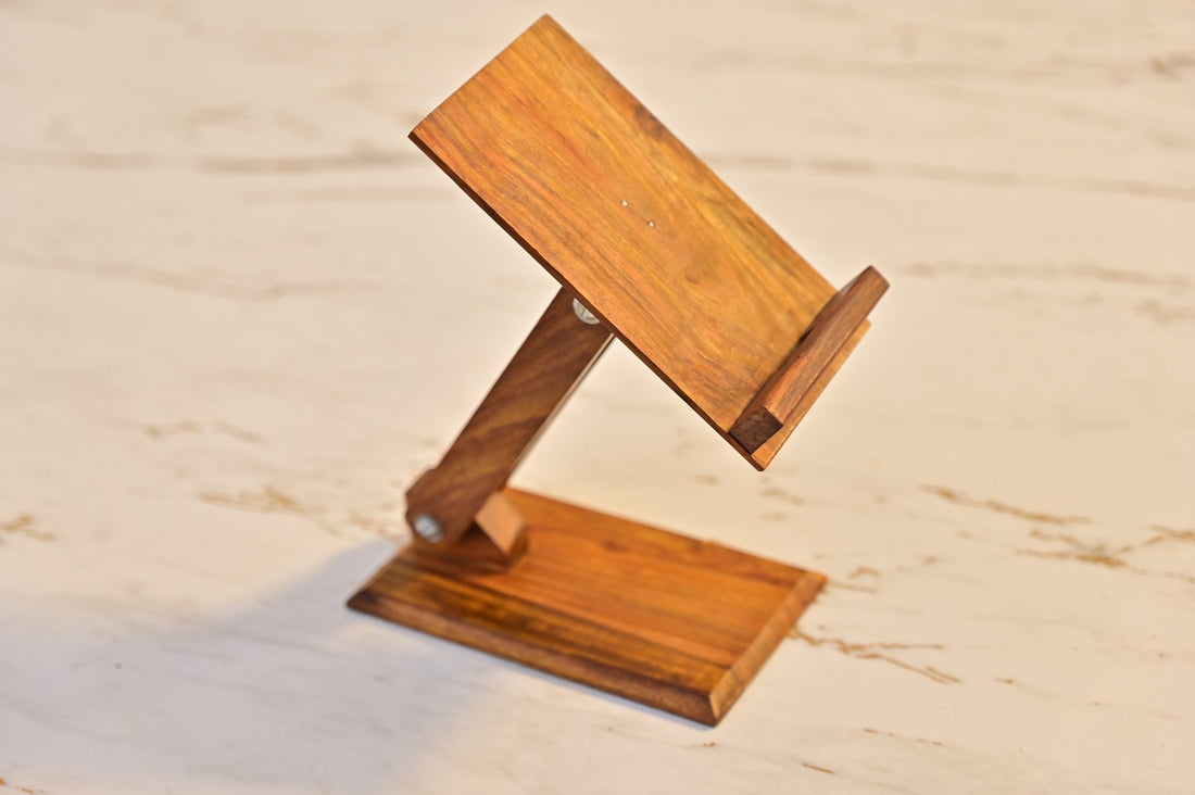 Wooden Adjustable Mobile Phone Stand – Desk & Table Holder