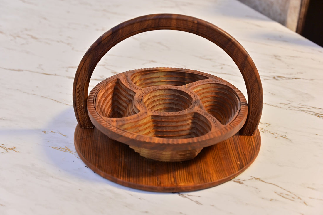 Handcrafted Wooden Dry Fruit Organizer